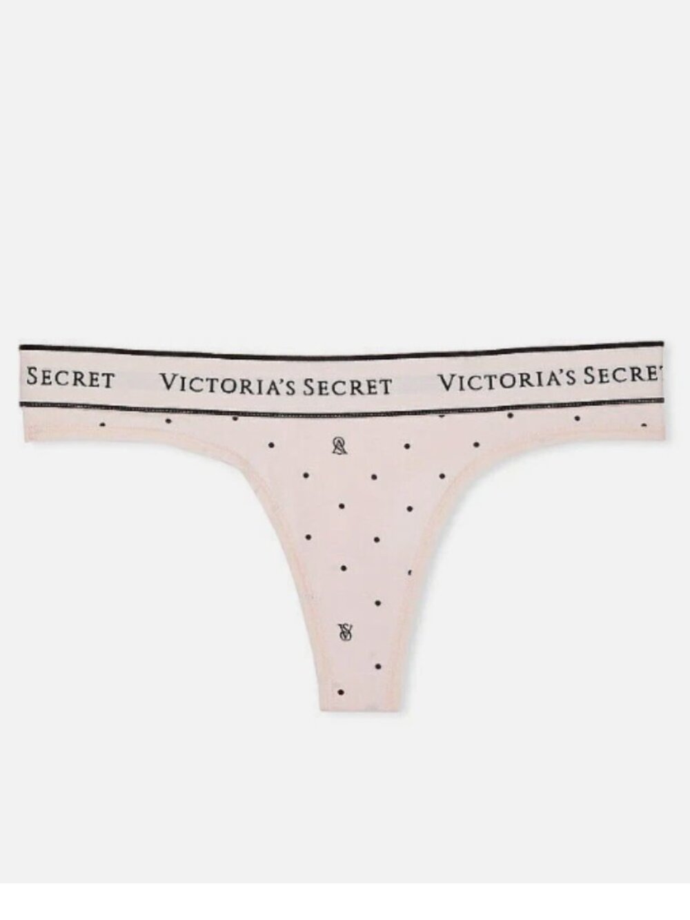 Victoria's Secret Polka Dot Thong XL Women Logo Cotton Panty wide waistband VS